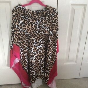 Chico's Leopard Animal Print Poncho Cowl Drape Neck S/M